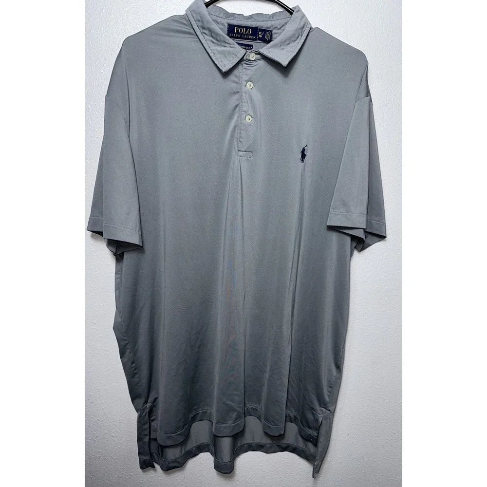 Ralph Lauren Polo Shirt Mens‎ XL Gray Performance Golf Stretch Wicking Pony